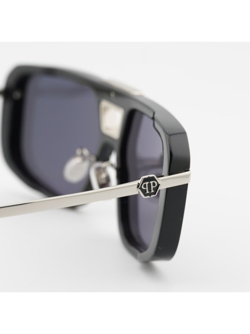 Philipp Plein SPP008M 0700 Sunglasses Shiny Black Aviator Frame, Grey Lenses - Picture 6 of 10